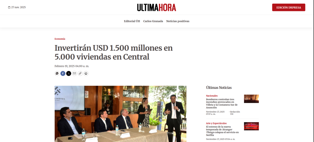 Invertirán USD 1.500 millones en 5.000 viviendas en Central